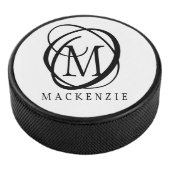 Modern stijlvol zwart monogram hockey puck (3/4)