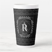 Modern stijlvol zwart monogram latte mok (Voorkant)