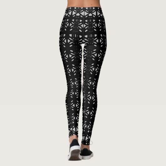 Modern stijlvol zwart patroon op zilver grijs leggings (Achterkant)