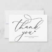 Modern Stijlvol Zwart Script Wedding Dank u kaart (Voorkant)