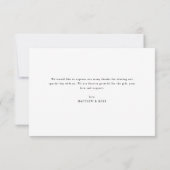 Modern Stijlvol Zwart Script Wedding Dank u kaart (Achterkant)