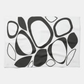 Modern stijlvol zwart wit Abstract patroon Theedoek (Horizontaal)