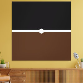 Modern stijlvol zwart wit cacao bruin kleurenblok canvas afdruk