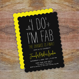 Modern Stijlvol Zwart Wit Geel Scheidingsfeest Kaart