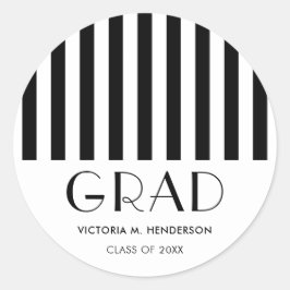 Modern Stijlvol Zwart-Wit Graduation Party Ronde Sticker