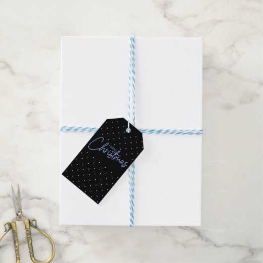 Modern stijlvol zwart-wit kerstscript cadeaulabel (Met Touw)