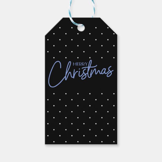 Modern stijlvol zwart-wit kerstscript cadeaulabel (Voorkant)