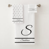 Modern Stijlvol zwart-wit monogram Bad Handdoek (Insitu)