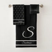 Modern Stijlvol zwart-wit monogram Bad Handdoek (Insitu)