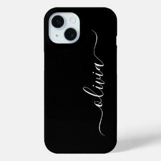 Modern Stijlvol zwart-wit monogram iPhone 15 Case