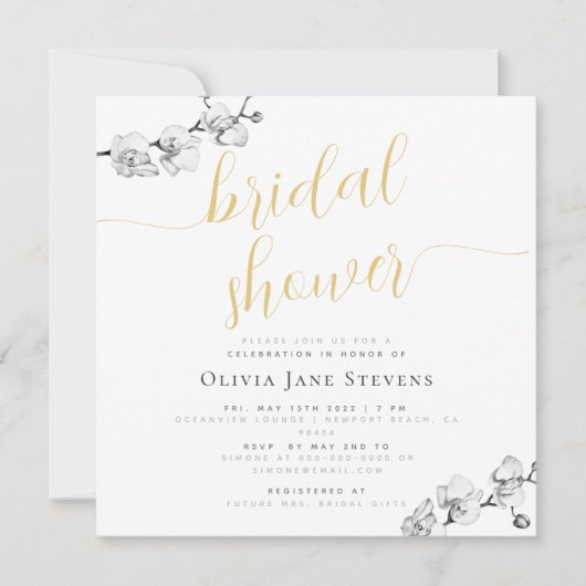 Modern stijlvol zwart wit orchidee Vrijgezellenfee Kaart (Voorkant)