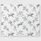 Modern stijlvol zwart wit paardrijden Toile Cadeaupapier (Vlak)