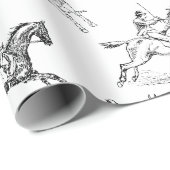 Modern stijlvol zwart wit paardrijden Toile Cadeaupapier (Rol Hoek)