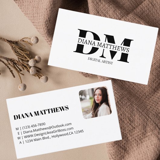 Modern stijlvol zwart wit, professionele foto visitekaartje