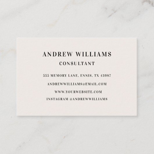 Modern stijlvol zwart-wit visitekaartje (Achterkant)