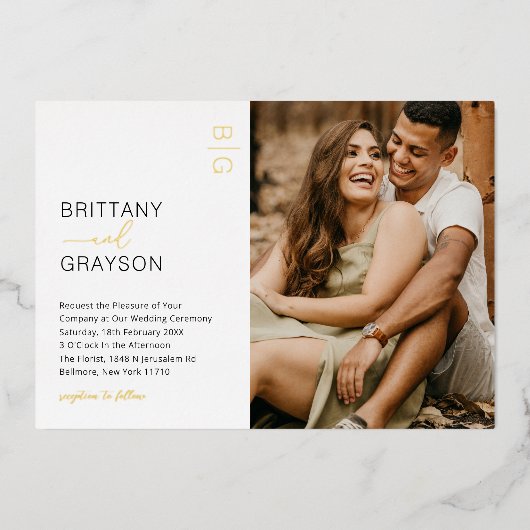 Modern Stijlvolle 2 Uitnodiging tot Folie van de F (Voorkant)