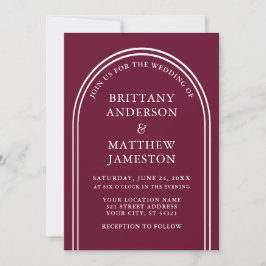 Modern Stijlvolle Arch Wedding Burgundy Kaart