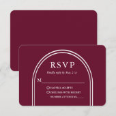 Modern Stijlvolle Arch Wedding Burgundy RSVP Kaartje (Voorkant / Achterkant)