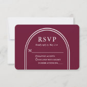 Modern Stijlvolle Arch Wedding Burgundy RSVP Kaartje (Voorkant)