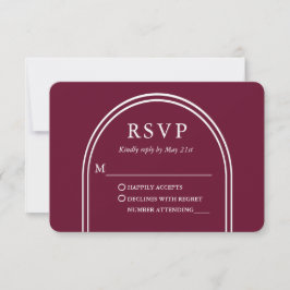 Modern Stijlvolle Arch Wedding Burgundy RSVP Kaartje