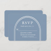 Modern Stijlvolle Arch Wedding Dusty Blue RSVP Kaartje (Voorkant / Achterkant)
