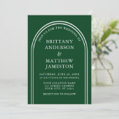 Modern Stijlvolle Arch Wedding Green Kaart (Staand voorkant)