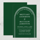 Modern Stijlvolle Arch Wedding Green Kaart (Voorkant / Achterkant)