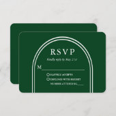 Modern Stijlvolle Arch Wedding Green RSVP Kaartje (Voorkant / Achterkant)