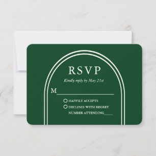 Modern Stijlvolle Arch Wedding Green RSVP Kaartje