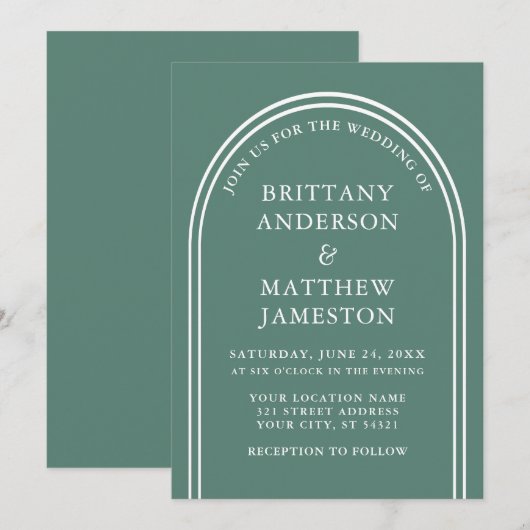 Modern stijlvolle arch Wedding met Eucalyptus Gree Kaart (Voorkant / Achterkant)