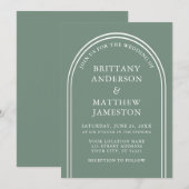 Modern Stijlvolle Arch Wedding Sage Green Kaart (Voorkant / Achterkant)