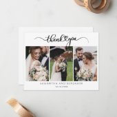 Modern Stijlvolle bruiloft 3 foto's Dank u Notitiekaartje (Voorkant / Achterkant in situ)