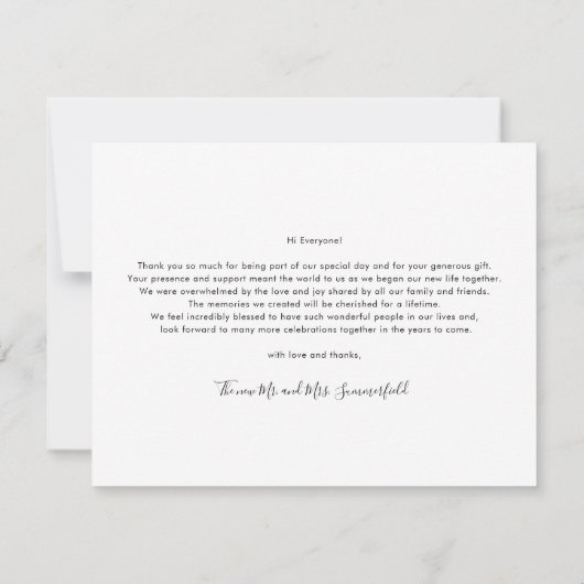 Modern Stijlvolle bruiloft 3 foto's Dank u Notitiekaartje (Achterkant)