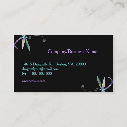 Modern stijlvolle dragonfly Designer Visitekaartje (Achterkant)
