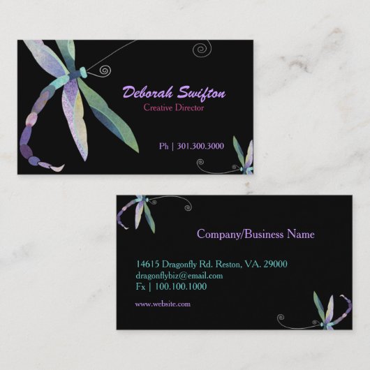 Modern stijlvolle dragonfly Designer Visitekaartje (Voorkant / Achterkant)