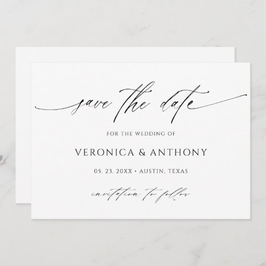 Modern stijlvolle foto van script opslaan Datum ka Save The Date (Voorkant / Achterkant)