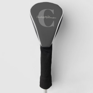 Modern Stijlvolle kalligrafie Monogrammed Black Gr Golfheadcover