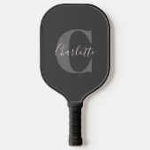 Modern Stijlvolle kalligrafie Monogrammed Black Gr Pickleball Paddle (Voorkant)