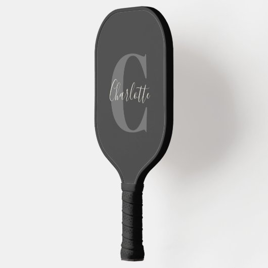 Modern Stijlvolle kalligrafie Monogrammed Black Gr Pickleball Paddle (Links)