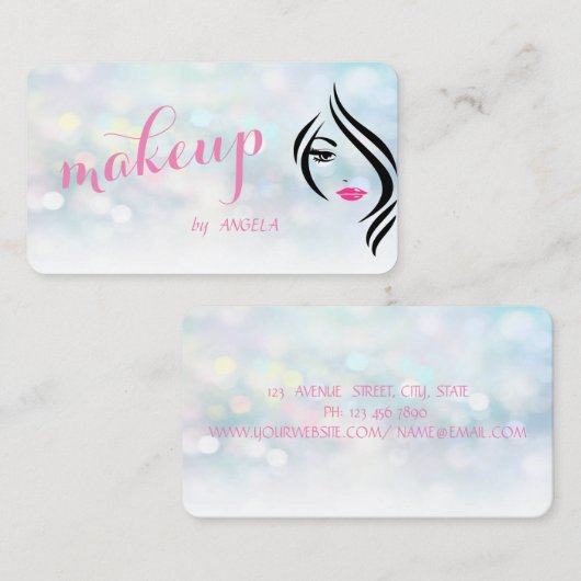 Modern stijlvolle, kleurrijke Bokeh, Face Silhouet Visitekaartje (Voorkant / Achterkant)