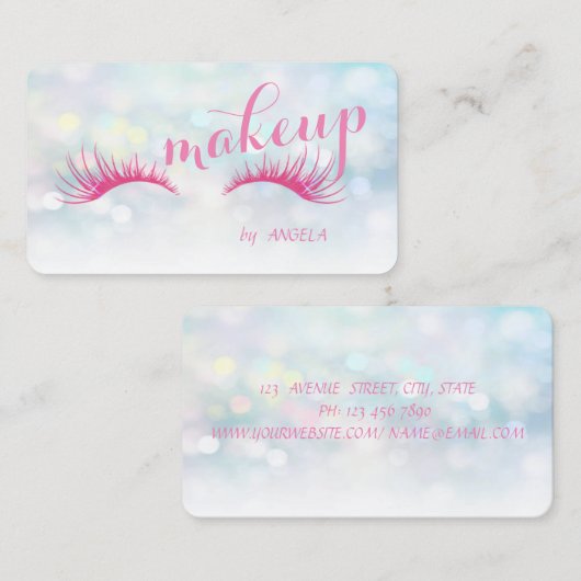 Modern stijlvolle, kleurrijke bokeh, Faux Lashes Visitekaartje (Voorkant / Achterkant)