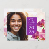 Modern Stijlvolle Orchideeën Afstuderen Uitnodigin Briefkaart (Voorkant / Achterkant)