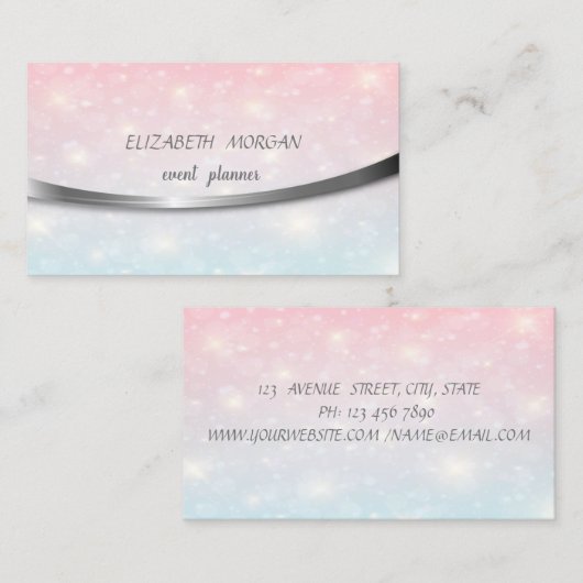 Modern Stijlvolle Professionele Zilverlijn, Bokeh Visitekaartje (Voorkant / Achterkant)