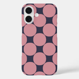 Modern Stijlvolle Roze Polka Dot iPhone 16 Hoesje