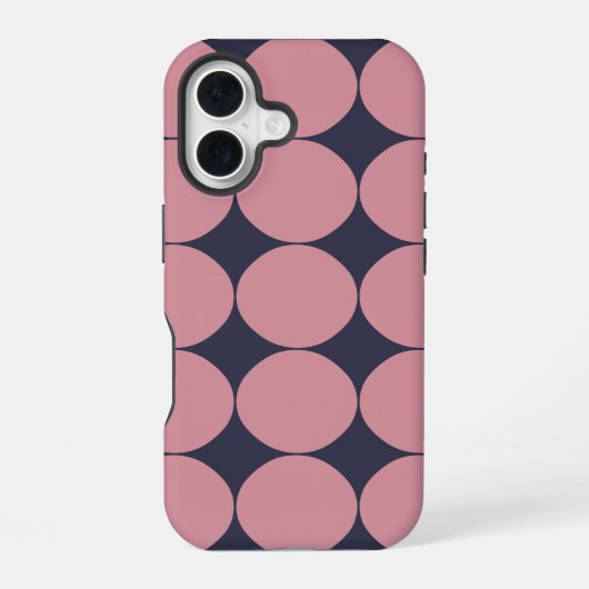Modern Stijlvolle Roze Polka Dot iPhone 16 Hoesje (Achterkant)