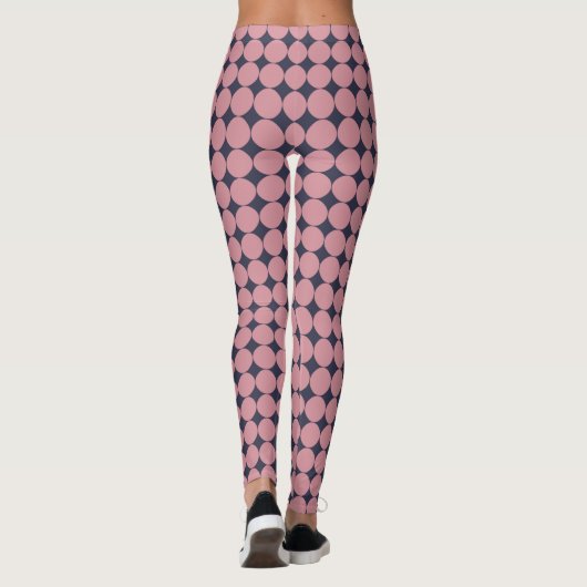Modern Stijlvolle Roze Polka Dot Leggings (Achterkant)