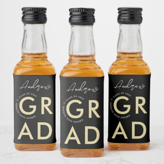 Modern stijlvolle zwarte Graduation Party Likeurfles Etiket (Flessen)