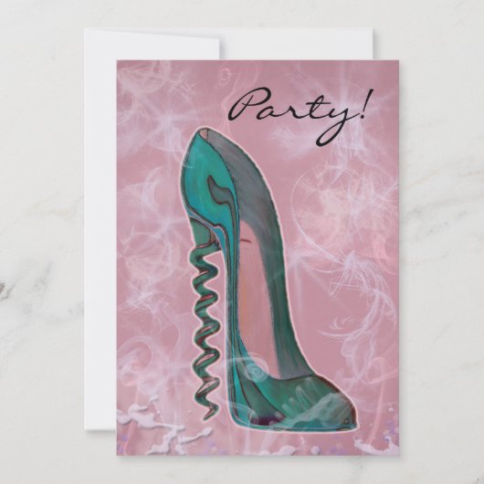 Modern Stiletto Shoe Art Invitation Kaart (Voorkant)