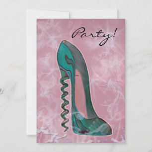 Modern Stiletto Shoe Art Invitation Kaart
