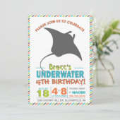 Modern Sting Ray Oranje Green Invite Kaart (Staand voorkant)